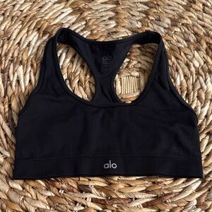 ALO Yoga Black Ribbed Sports Bra